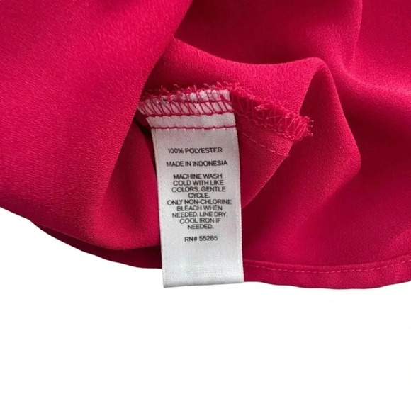 Express Women's Shirt Portofino Button Up Red V-Neck Long Sleeve Blouse Small - Picture 6 of 9